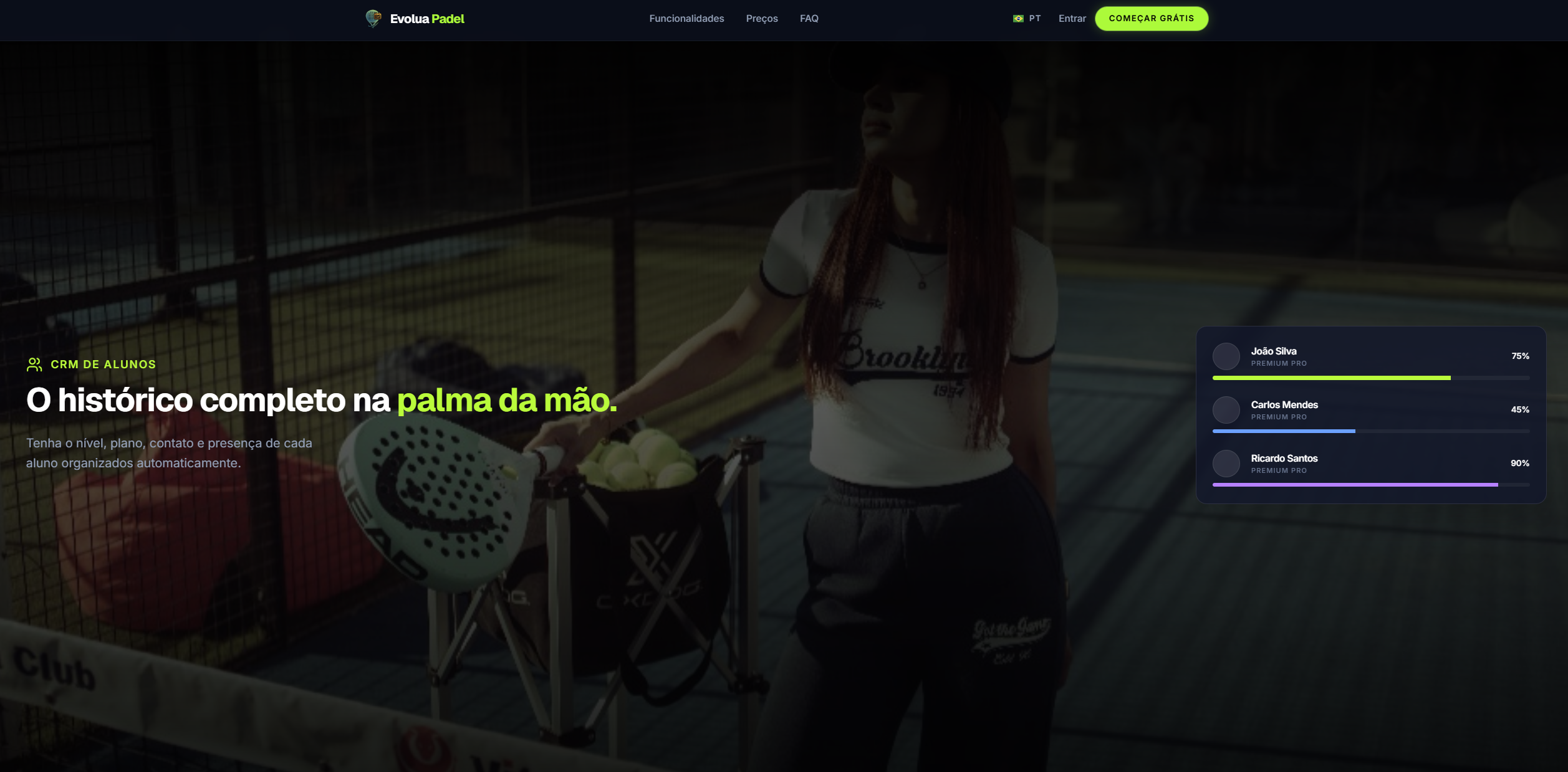 Preview Desktop Evolua Padel